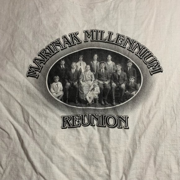 Vintage Y2K Millenium Reunion Black & White Portrait Ironic Graphic Tee … - Picture 7 of 14